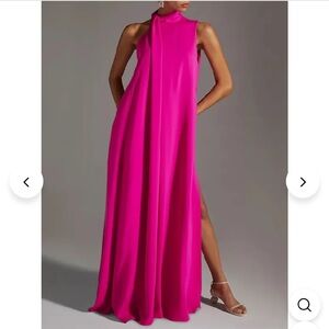 Pink Halter Maxi Dress with Slit